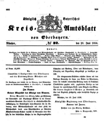 Königlich-bayerisches Kreis-Amtsblatt von Oberbayern (Münchner Intelligenzblatt) Freitag 20. Juni 1856