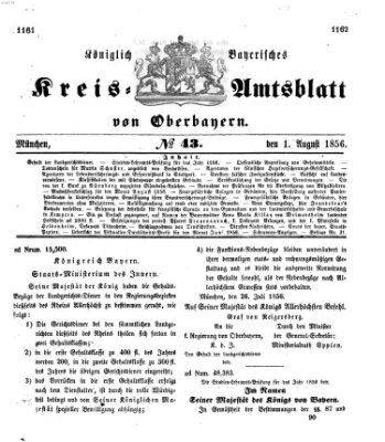 Königlich-bayerisches Kreis-Amtsblatt von Oberbayern (Münchner Intelligenzblatt) Freitag 1. August 1856