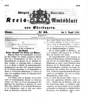 Königlich-bayerisches Kreis-Amtsblatt von Oberbayern (Münchner Intelligenzblatt) Samstag 9. August 1856