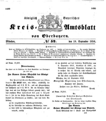 Königlich-bayerisches Kreis-Amtsblatt von Oberbayern (Münchner Intelligenzblatt) Freitag 19. September 1856