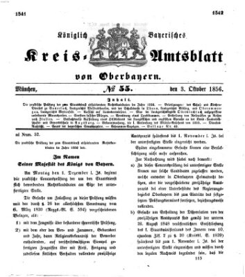 Königlich-bayerisches Kreis-Amtsblatt von Oberbayern (Münchner Intelligenzblatt) Freitag 3. Oktober 1856