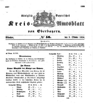 Königlich-bayerisches Kreis-Amtsblatt von Oberbayern (Münchner Intelligenzblatt) Donnerstag 9. Oktober 1856