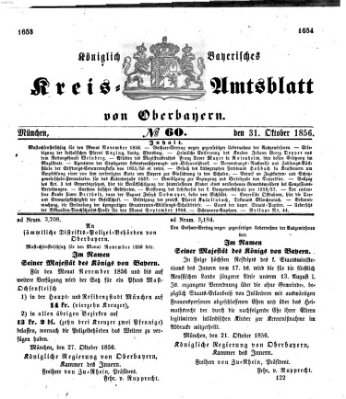 Königlich-bayerisches Kreis-Amtsblatt von Oberbayern (Münchner Intelligenzblatt) Freitag 31. Oktober 1856