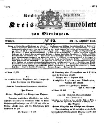 Königlich-bayerisches Kreis-Amtsblatt von Oberbayern (Münchner Intelligenzblatt) Freitag 19. Dezember 1856