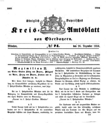 Königlich-bayerisches Kreis-Amtsblatt von Oberbayern (Münchner Intelligenzblatt) Freitag 26. Dezember 1856