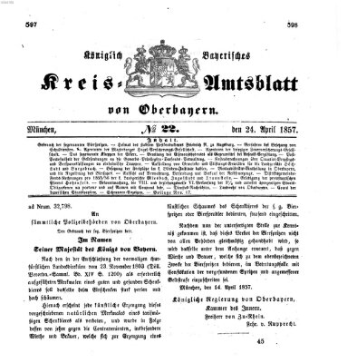 Königlich-bayerisches Kreis-Amtsblatt von Oberbayern (Münchner Intelligenzblatt) Freitag 24. April 1857