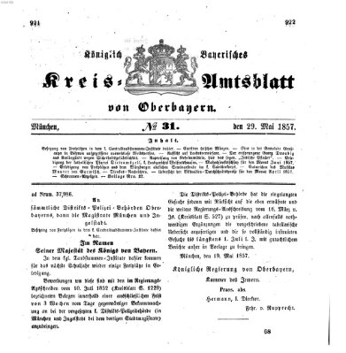 Königlich-bayerisches Kreis-Amtsblatt von Oberbayern (Münchner Intelligenzblatt) Freitag 29. Mai 1857