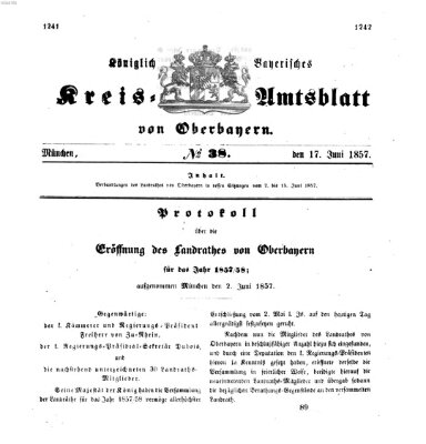 Königlich-bayerisches Kreis-Amtsblatt von Oberbayern (Münchner Intelligenzblatt) Mittwoch 17. Juni 1857