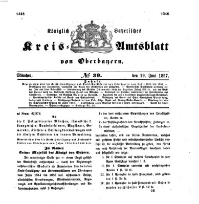 Königlich-bayerisches Kreis-Amtsblatt von Oberbayern (Münchner Intelligenzblatt) Freitag 19. Juni 1857