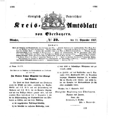 Königlich-bayerisches Kreis-Amtsblatt von Oberbayern (Münchner Intelligenzblatt) Freitag 11. September 1857