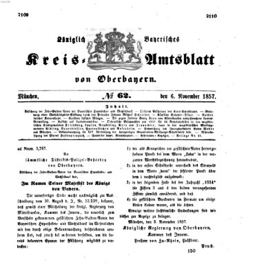 Königlich-bayerisches Kreis-Amtsblatt von Oberbayern (Münchner Intelligenzblatt) Freitag 6. November 1857