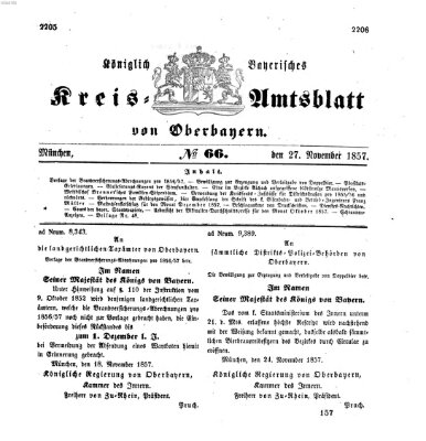 Königlich-bayerisches Kreis-Amtsblatt von Oberbayern (Münchner Intelligenzblatt) Freitag 27. November 1857