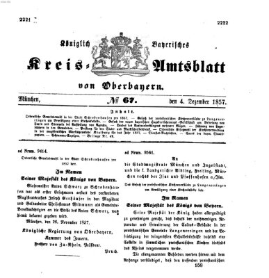 Königlich-bayerisches Kreis-Amtsblatt von Oberbayern (Münchner Intelligenzblatt) Freitag 4. Dezember 1857