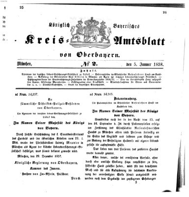 Königlich-bayerisches Kreis-Amtsblatt von Oberbayern (Münchner Intelligenzblatt) Dienstag 5. Januar 1858