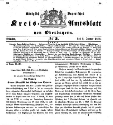 Königlich-bayerisches Kreis-Amtsblatt von Oberbayern (Münchner Intelligenzblatt) Freitag 8. Januar 1858