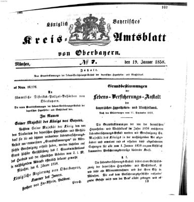 Königlich-bayerisches Kreis-Amtsblatt von Oberbayern (Münchner Intelligenzblatt) Dienstag 19. Januar 1858