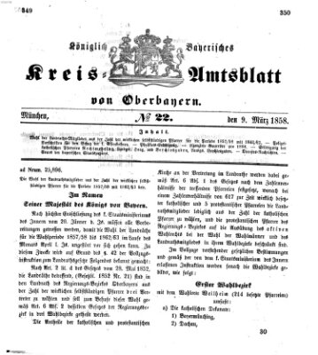 Königlich-bayerisches Kreis-Amtsblatt von Oberbayern (Münchner Intelligenzblatt) Dienstag 9. März 1858