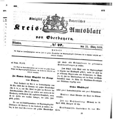 Königlich-bayerisches Kreis-Amtsblatt von Oberbayern (Münchner Intelligenzblatt) Donnerstag 25. März 1858