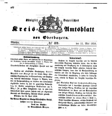 Königlich-bayerisches Kreis-Amtsblatt von Oberbayern (Münchner Intelligenzblatt) Dienstag 11. Mai 1858