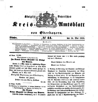 Königlich-bayerisches Kreis-Amtsblatt von Oberbayern (Münchner Intelligenzblatt) Freitag 14. Mai 1858