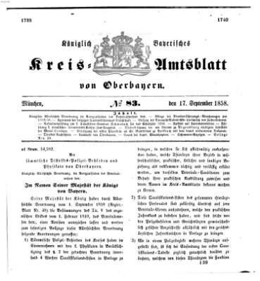 Königlich-bayerisches Kreis-Amtsblatt von Oberbayern (Münchner Intelligenzblatt) Freitag 17. September 1858