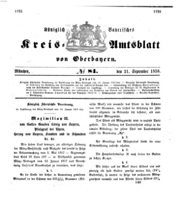 Königlich-bayerisches Kreis-Amtsblatt von Oberbayern (Münchner Intelligenzblatt) Dienstag 21. September 1858