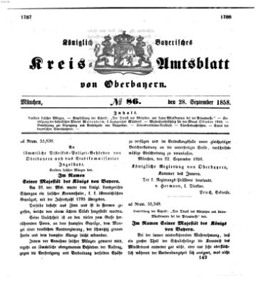 Königlich-bayerisches Kreis-Amtsblatt von Oberbayern (Münchner Intelligenzblatt) Dienstag 28. September 1858