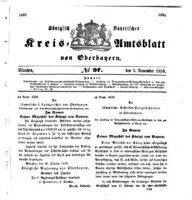 Königlich-bayerisches Kreis-Amtsblatt von Oberbayern (Münchner Intelligenzblatt) Freitag 5. November 1858