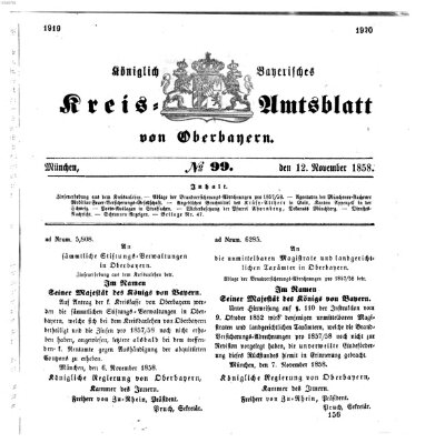 Königlich-bayerisches Kreis-Amtsblatt von Oberbayern (Münchner Intelligenzblatt) Freitag 12. November 1858