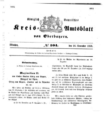 Königlich-bayerisches Kreis-Amtsblatt von Oberbayern (Münchner Intelligenzblatt) Mittwoch 24. November 1858