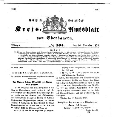 Königlich-bayerisches Kreis-Amtsblatt von Oberbayern (Münchner Intelligenzblatt) Freitag 26. November 1858