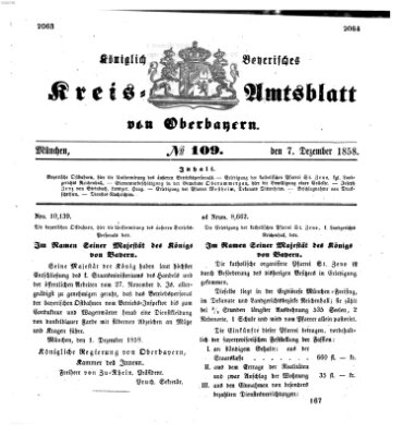 Königlich-bayerisches Kreis-Amtsblatt von Oberbayern (Münchner Intelligenzblatt) Dienstag 7. Dezember 1858