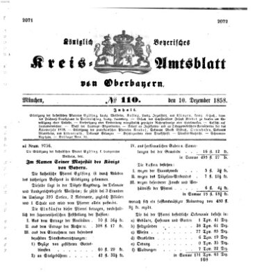 Königlich-bayerisches Kreis-Amtsblatt von Oberbayern (Münchner Intelligenzblatt) Freitag 10. Dezember 1858