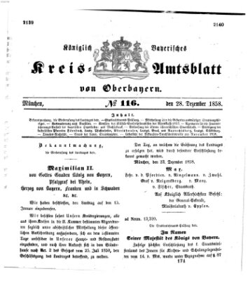 Königlich-bayerisches Kreis-Amtsblatt von Oberbayern (Münchner Intelligenzblatt) Dienstag 28. Dezember 1858