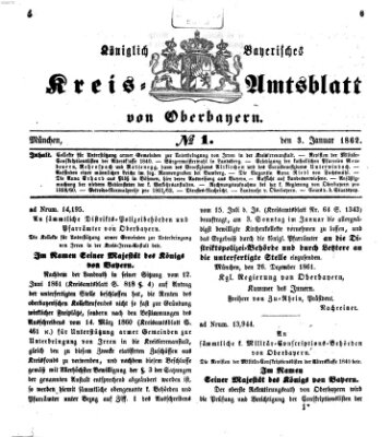 Königlich-bayerisches Kreis-Amtsblatt von Oberbayern (Münchner Intelligenzblatt) Freitag 3. Januar 1862