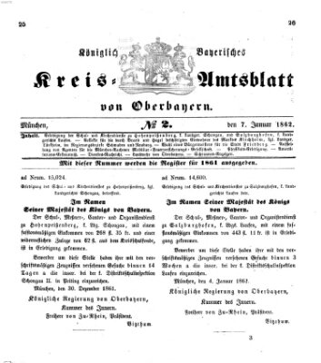 Königlich-bayerisches Kreis-Amtsblatt von Oberbayern (Münchner Intelligenzblatt) Dienstag 7. Januar 1862