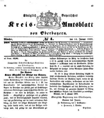 Königlich-bayerisches Kreis-Amtsblatt von Oberbayern (Münchner Intelligenzblatt) Dienstag 14. Januar 1862