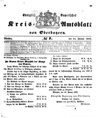 Königlich-bayerisches Kreis-Amtsblatt von Oberbayern (Münchner Intelligenzblatt) Freitag 24. Januar 1862