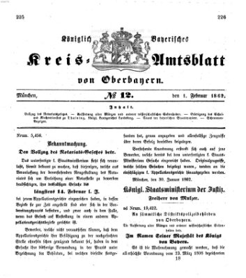 Königlich-bayerisches Kreis-Amtsblatt von Oberbayern (Münchner Intelligenzblatt) Samstag 1. Februar 1862