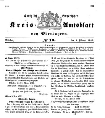 Königlich-bayerisches Kreis-Amtsblatt von Oberbayern (Münchner Intelligenzblatt) Dienstag 4. Februar 1862