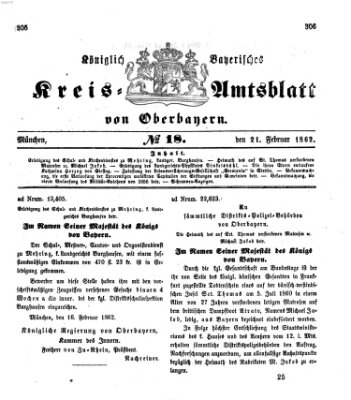 Königlich-bayerisches Kreis-Amtsblatt von Oberbayern (Münchner Intelligenzblatt) Freitag 21. Februar 1862