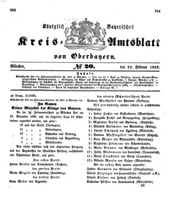 Königlich-bayerisches Kreis-Amtsblatt von Oberbayern (Münchner Intelligenzblatt) Dienstag 25. Februar 1862