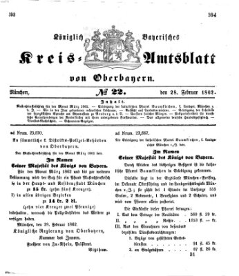 Königlich-bayerisches Kreis-Amtsblatt von Oberbayern (Münchner Intelligenzblatt) Freitag 28. Februar 1862