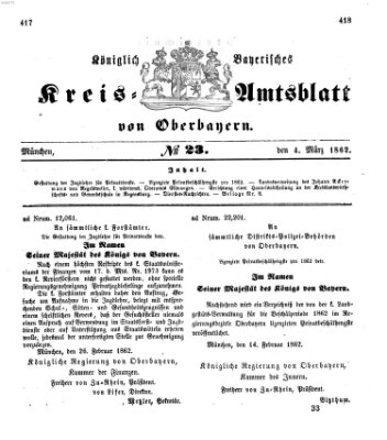 Königlich-bayerisches Kreis-Amtsblatt von Oberbayern (Münchner Intelligenzblatt) Dienstag 4. März 1862