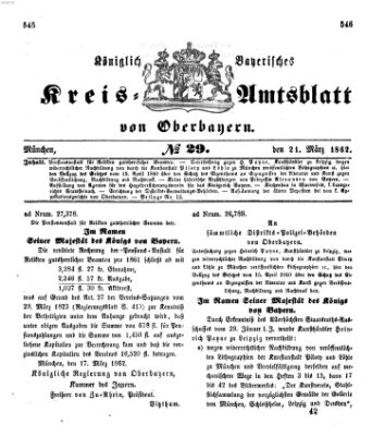 Königlich-bayerisches Kreis-Amtsblatt von Oberbayern (Münchner Intelligenzblatt) Freitag 21. März 1862