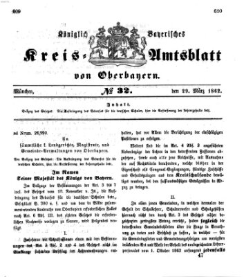 Königlich-bayerisches Kreis-Amtsblatt von Oberbayern (Münchner Intelligenzblatt) Samstag 29. März 1862