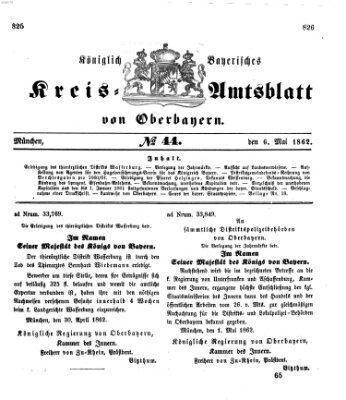 Königlich-bayerisches Kreis-Amtsblatt von Oberbayern (Münchner Intelligenzblatt) Dienstag 6. Mai 1862