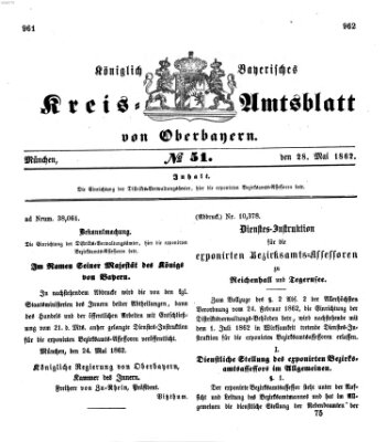 Königlich-bayerisches Kreis-Amtsblatt von Oberbayern (Münchner Intelligenzblatt) Mittwoch 28. Mai 1862