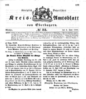 Königlich-bayerisches Kreis-Amtsblatt von Oberbayern (Münchner Intelligenzblatt) Freitag 6. Juni 1862