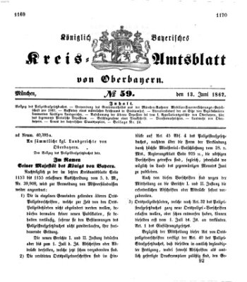 Königlich-bayerisches Kreis-Amtsblatt von Oberbayern (Münchner Intelligenzblatt) Freitag 13. Juni 1862